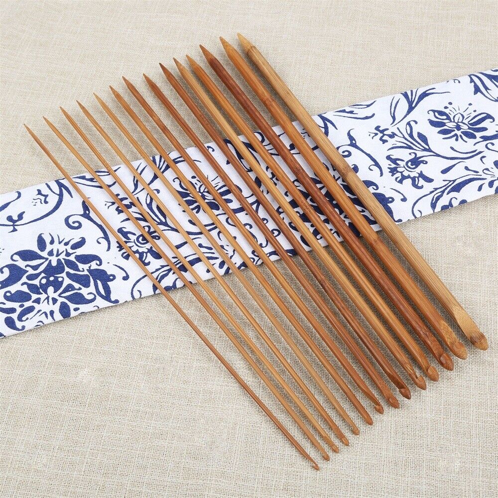 35cm Bamboo Carbonized Magic Afghan Crochet Hooks Double Tips Knitting Needles