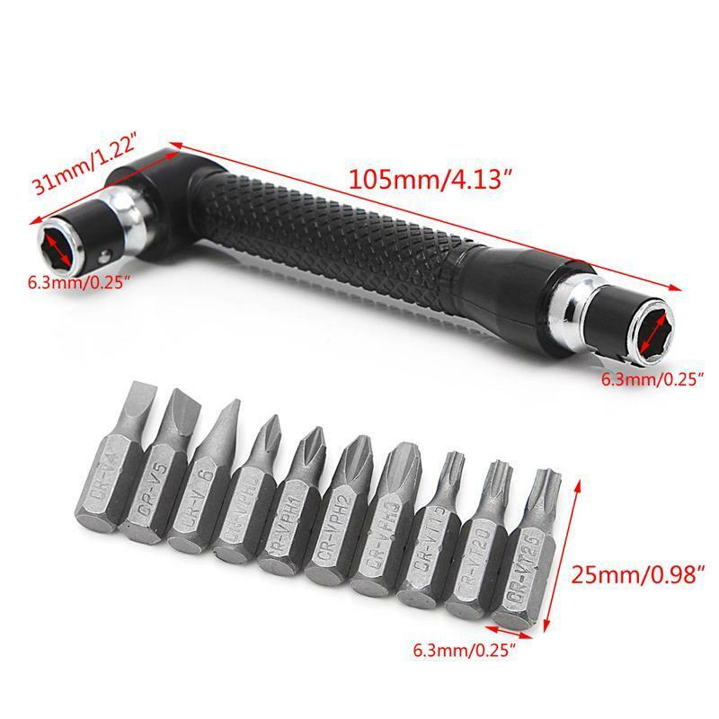10 in 1 Socket Screwdriver L-shaped Angle Head Twin Wrench Driver Torx Flat Bit