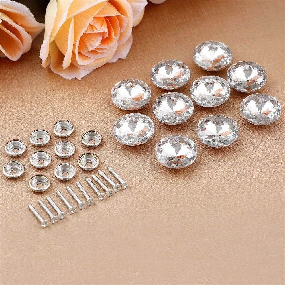 10pcs 25mm Shiny Pattern Crystal Upholstery Tacks Bauhinia Flower female buckle