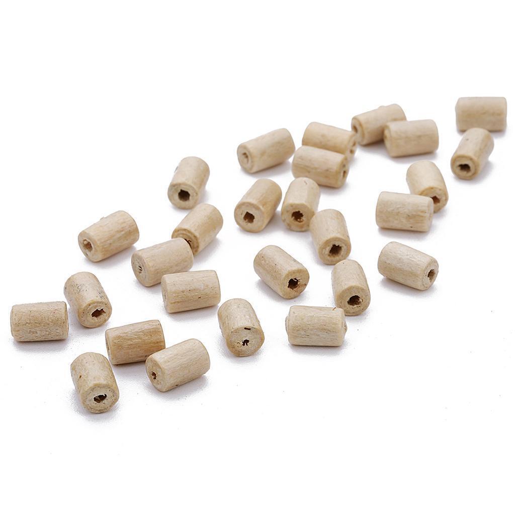 300pcs Natural Wooden Tube Bead DIY Jewelry Making Sewing Crafts Decors