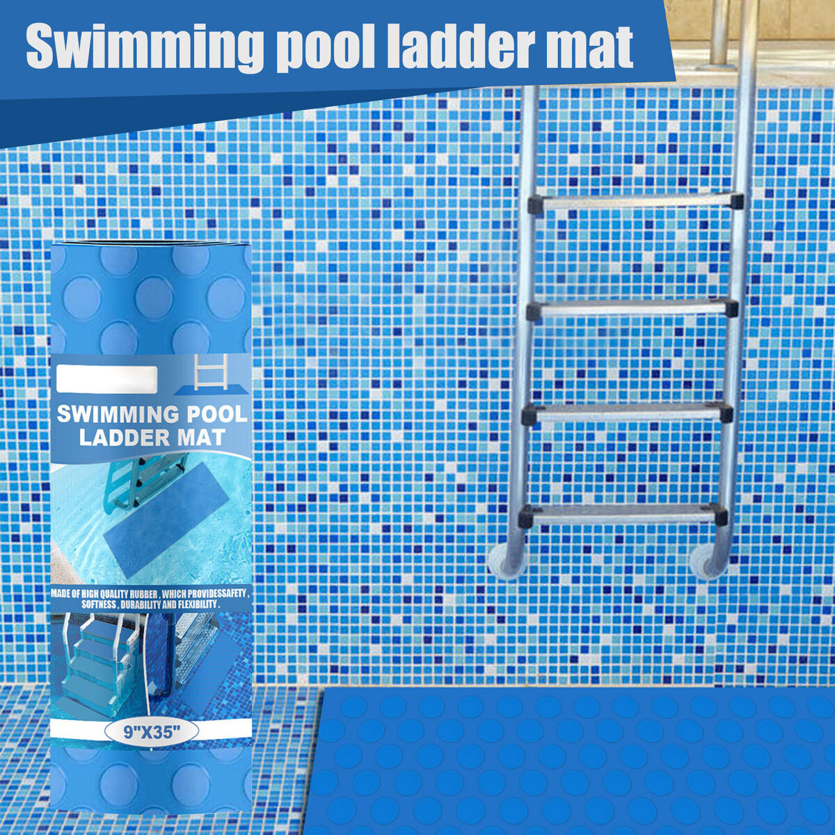 Flexible Swimming Pool Ladder Mat - Wear-resistant & Non-slip Pool Step Pad