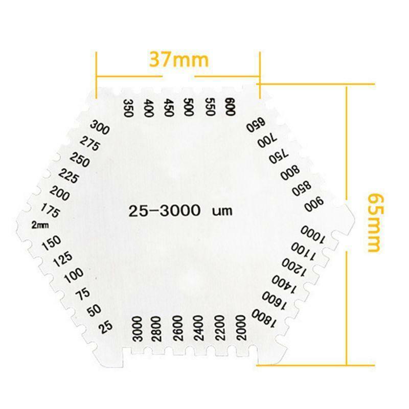 Wire Gauge Sheet Thickness Ruler Diameter Welding Gage Hexagon Wet Film Card Set