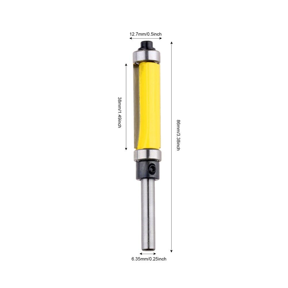 1/4Shank Double Flute Sealed Bearing Bit Straight Router Bit Diy For Solid Wood