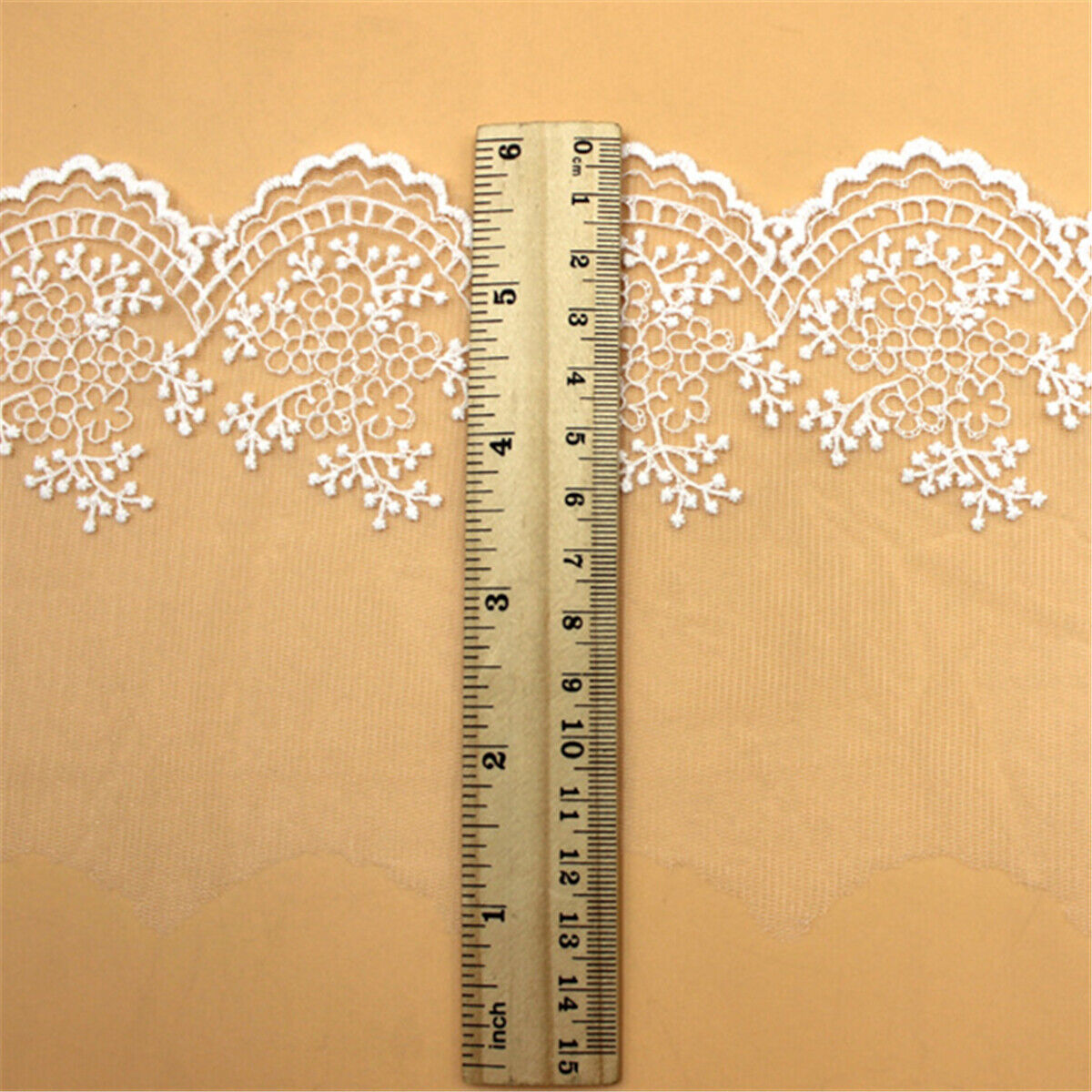1 Yd Embroidery Scallop Crochet Embroidered Floral Lace Trim Edging Sewing Craft