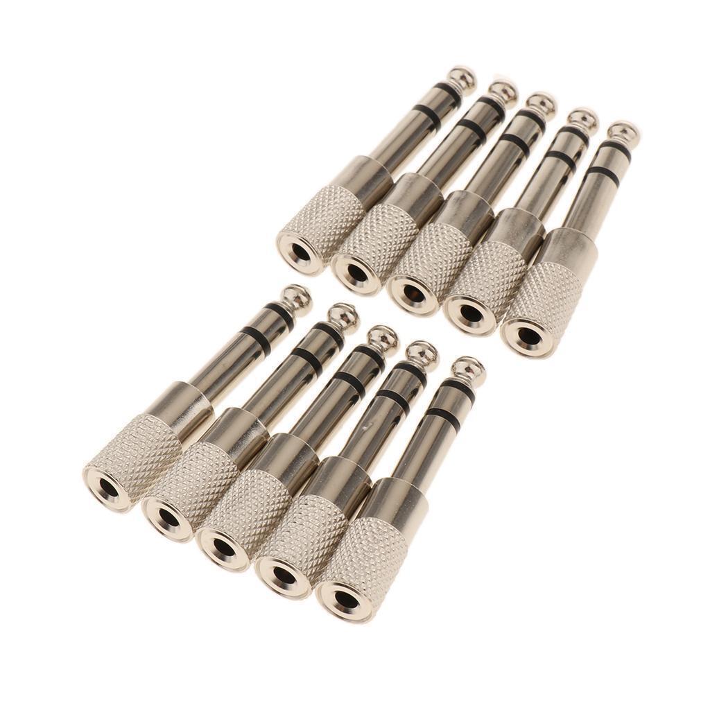 10 Pack (1/8 inch) 3.5mm Male Plug to (1/4 inch) 6.5mm Female Jack Stereo