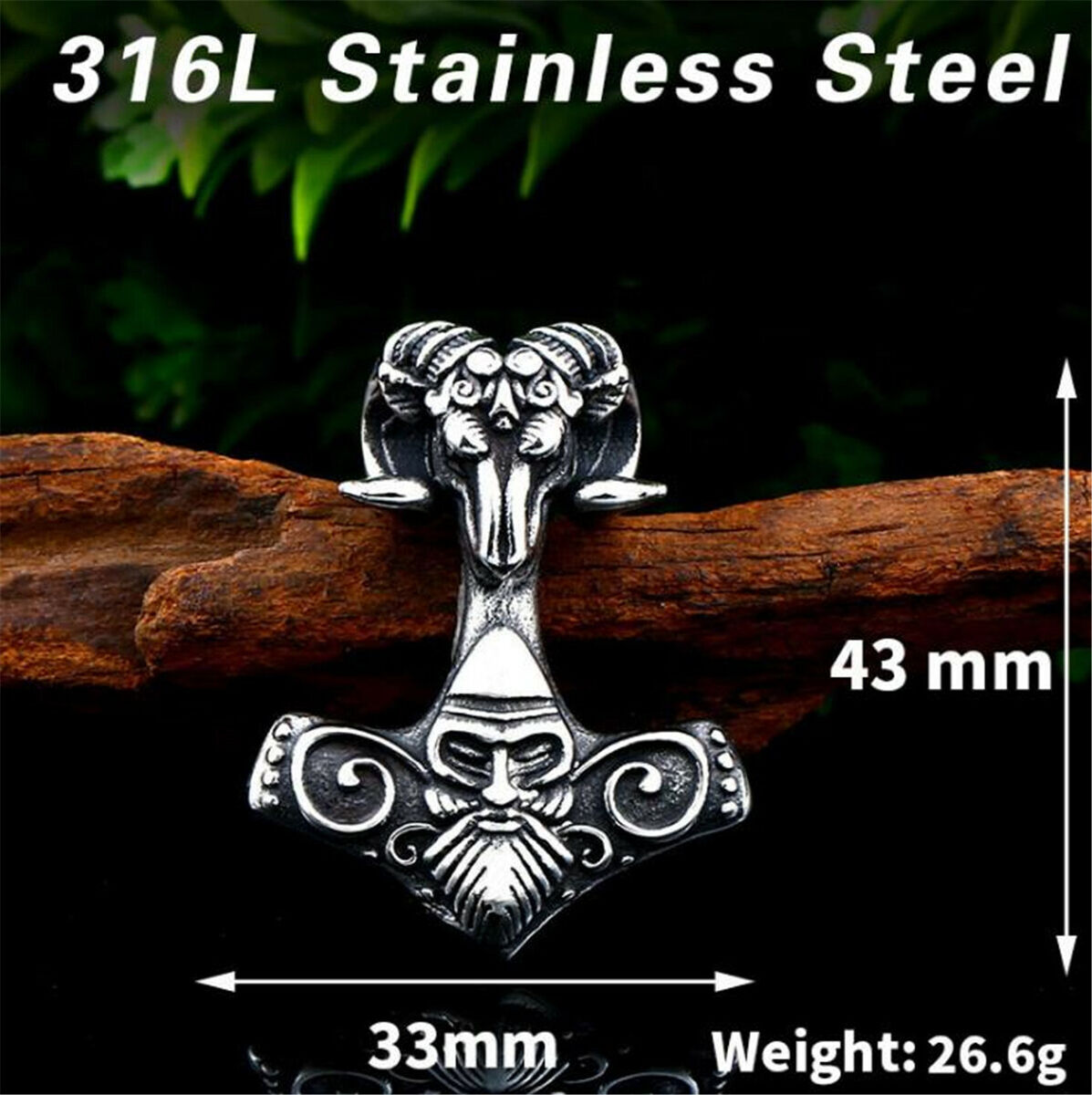 Viking Sheep Head Stainless Steel Pendant For Men's Titanium Steel Necklace