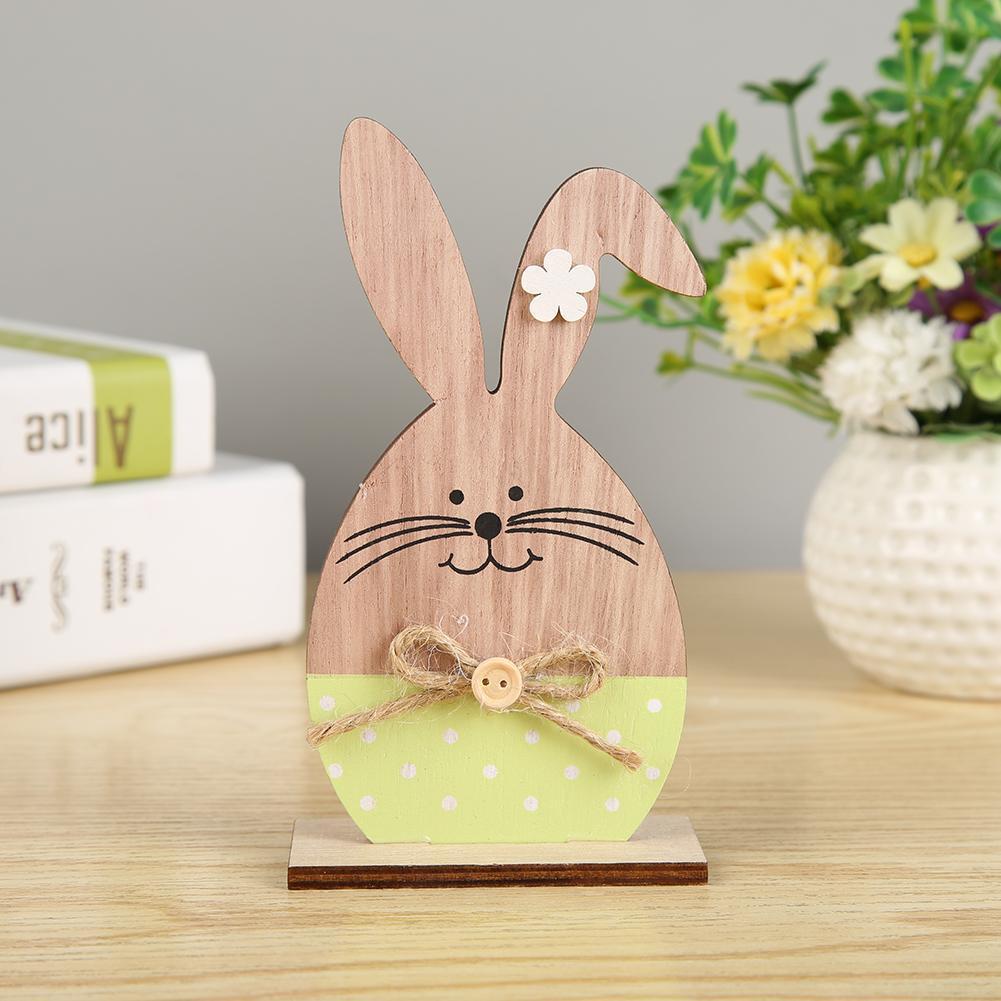 Creative Wooden Rabbit Egg Painted Ornaments Easter Gift for Home Decor (B)