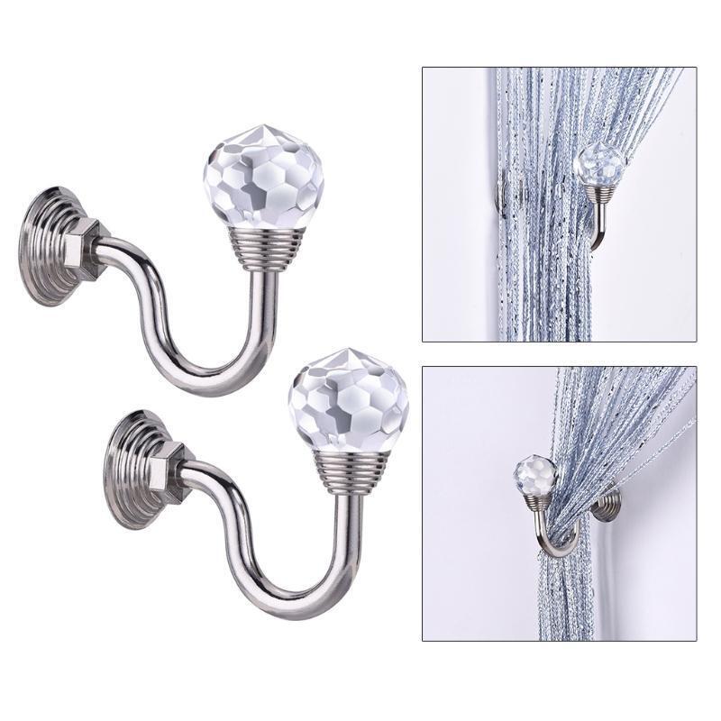 Portable Durable Crystal Curtain Holdbacks 2PCS U Shaped Hook Curtain Tieback