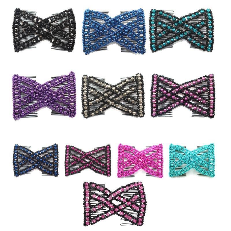 Elegant Jewelry Hair Ornament Magic Hair Comb EZ Beaded Double Stretchy Clip Ins