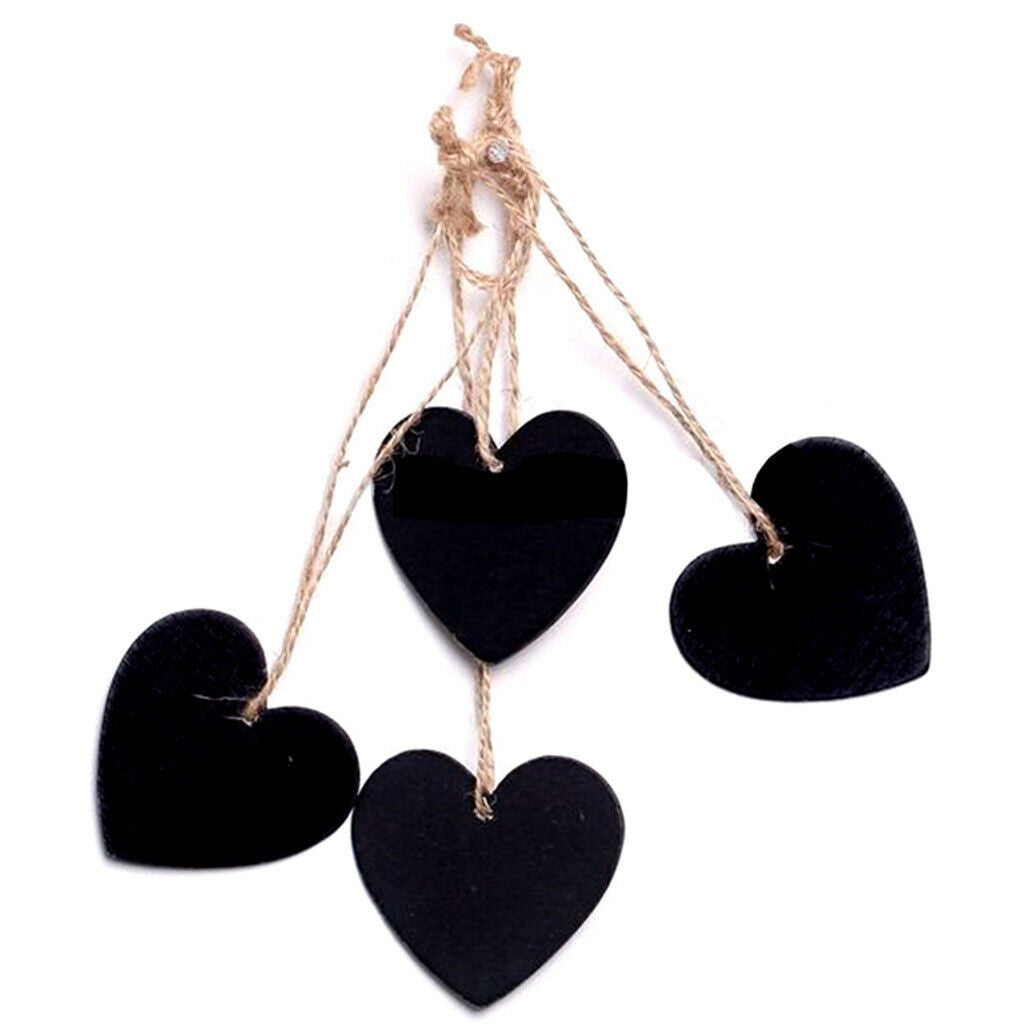 10 Pieces Wooden Heart Hanging Chalkboard  Message Blackboard Wedding