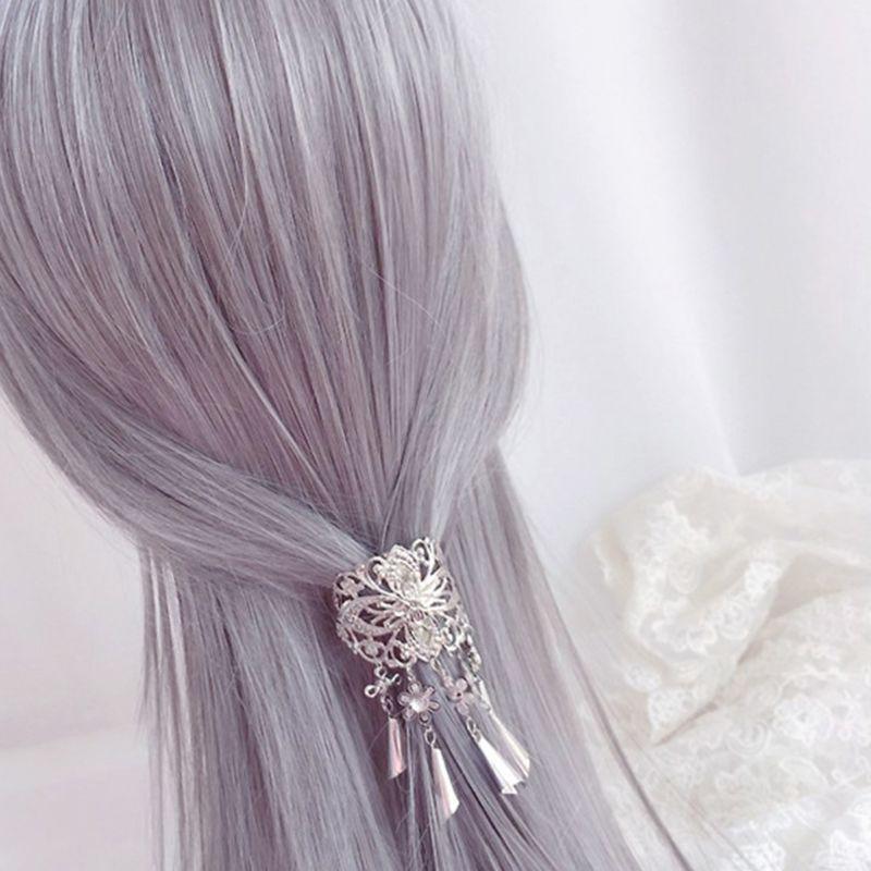 Women Ancient Chinese Style Metal Alloy Hair Clips Hollow Out Carving Floral