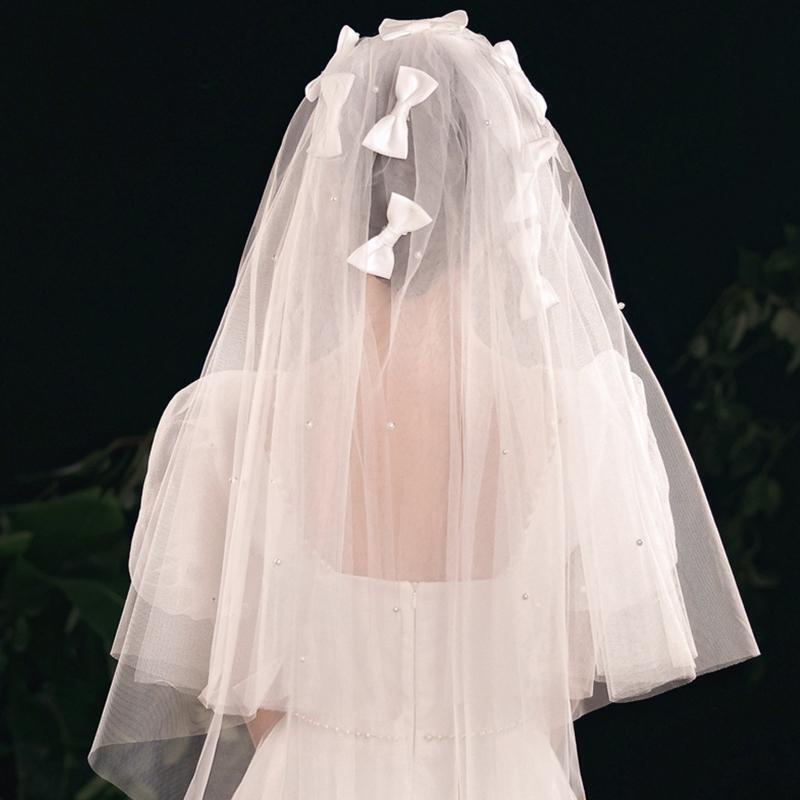 Wedding Bridal Veil Simple Cut Edge Short Sheer Veils 2 Tiers 24-32 Inch Long