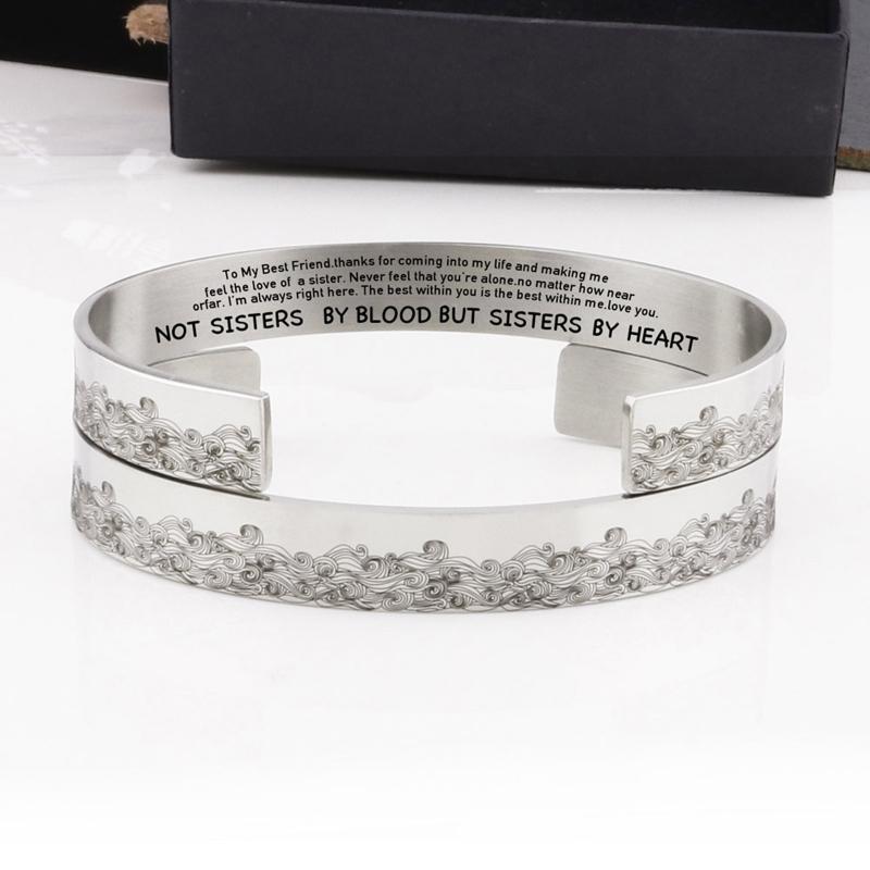 Lettering Surf Bracelet from Sister Bracelets  Stainless Steel Polished