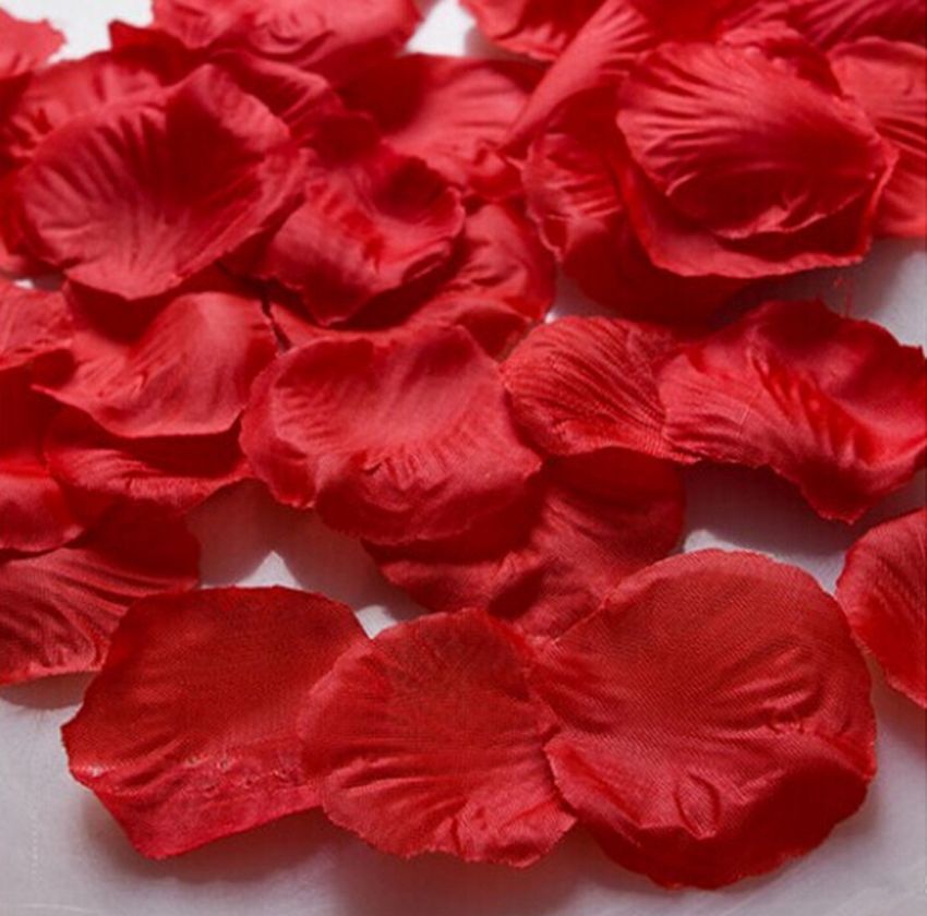 Red 1000pcs Silk Rose Flower Petals for Wedding Party Table Confetti Decorations