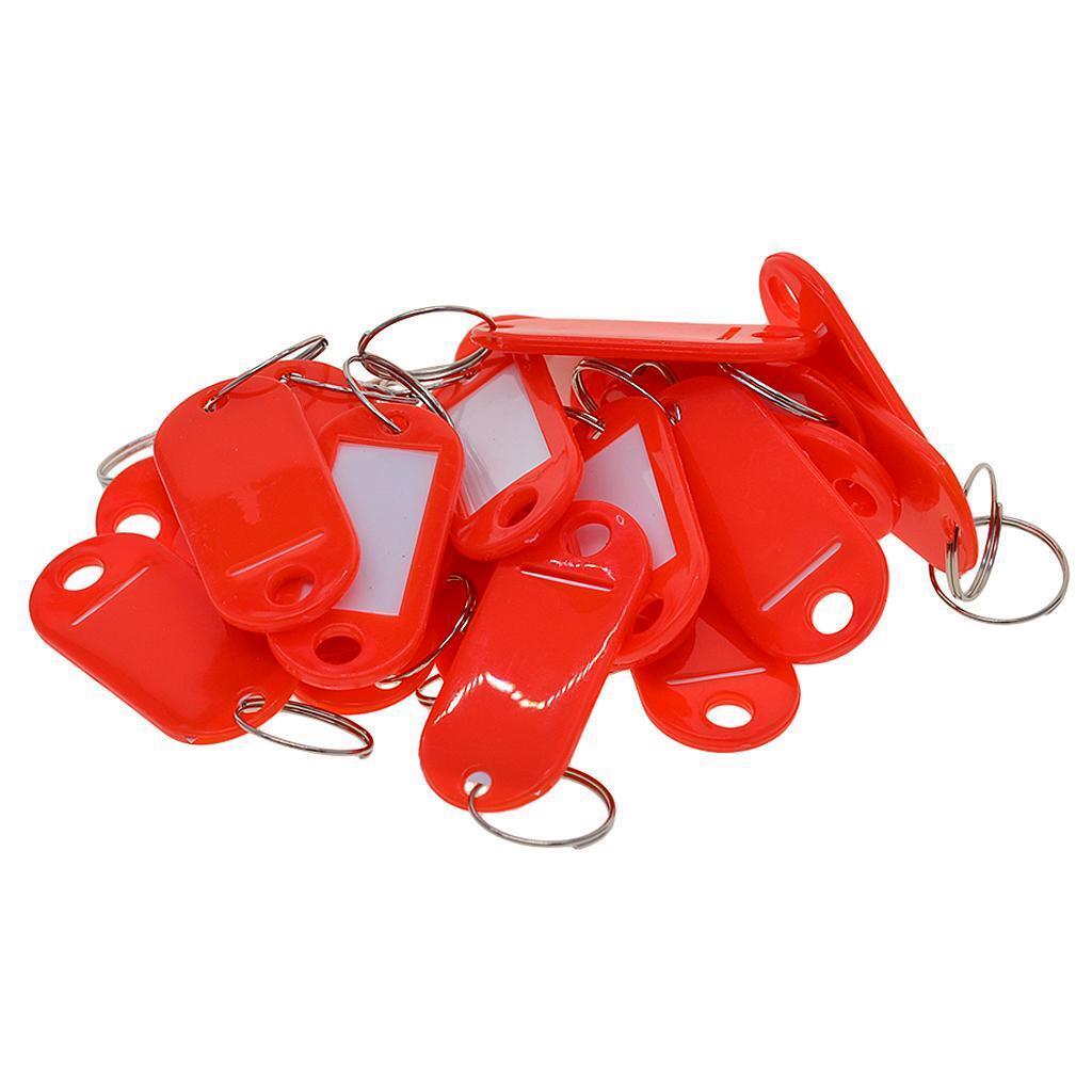 200x Key Tags Metal Rings Id Name Label Car Tags Split Rings Red White
