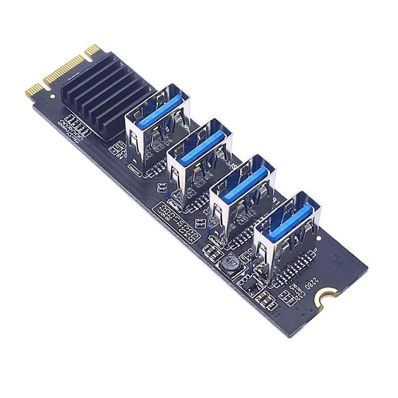 1 to 4 PCIE to M.2 NVME Expansion Adapter Card for BTC Minner Desktp PC Windows