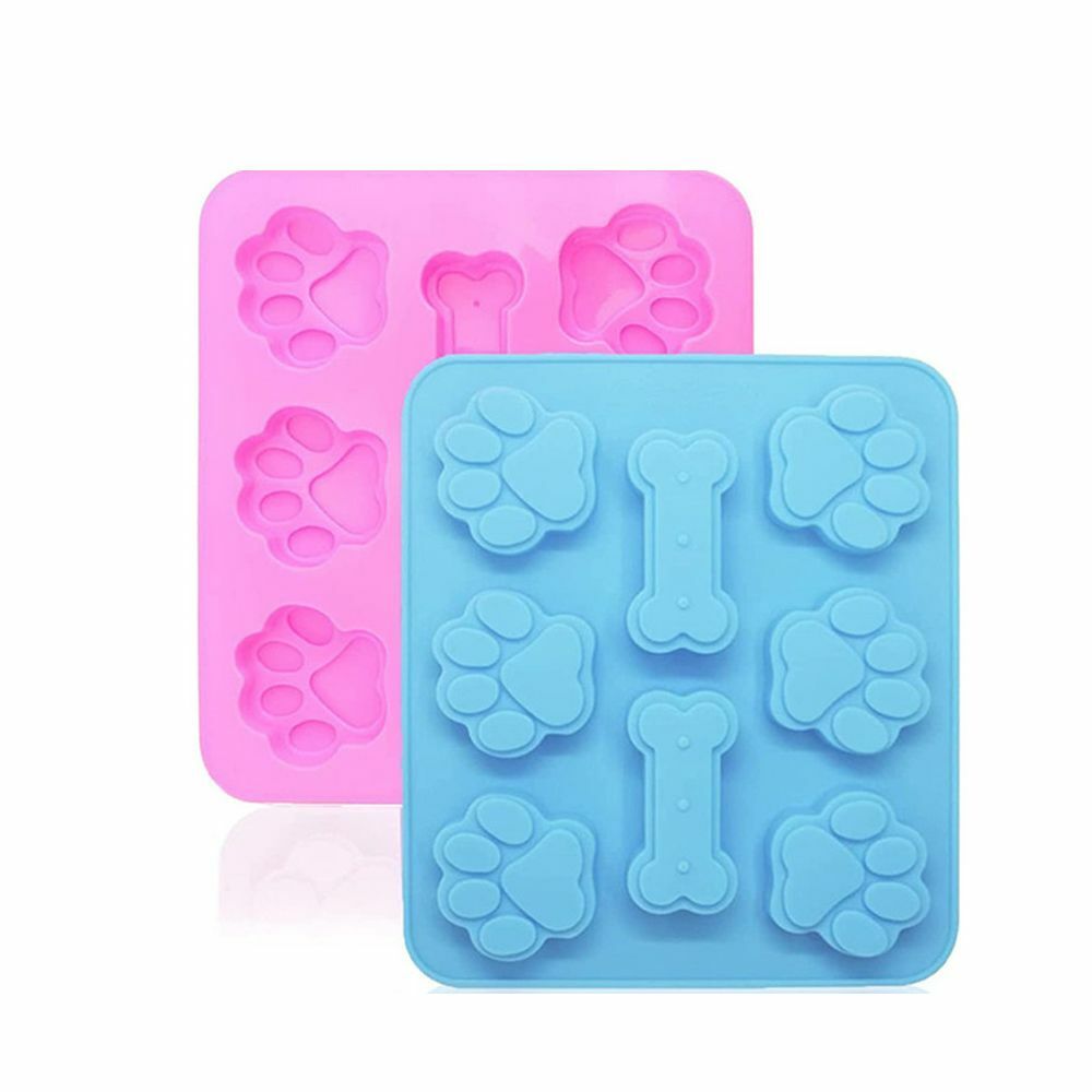 Cookies Dog Paw & Bone Shaped Silicone Molds Ice Candy Trays Dog Treat Mold