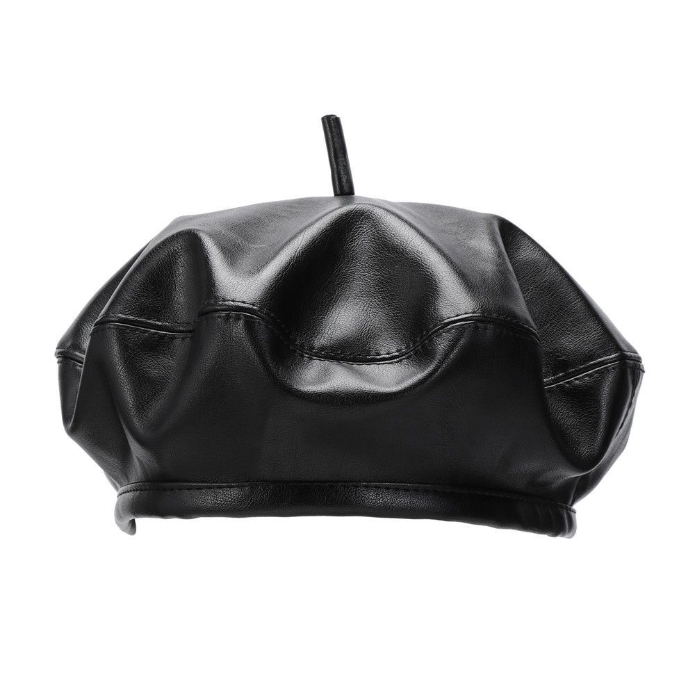 Hat Faux Leather Berets Black Leather Hat Women Beret Hat Berets for Women