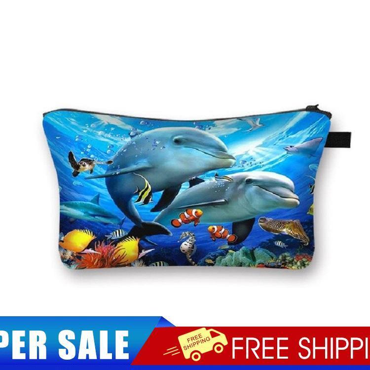 Underwater animals Printed Hand Hold Travel Storage Cosmetic Toiletry Bag