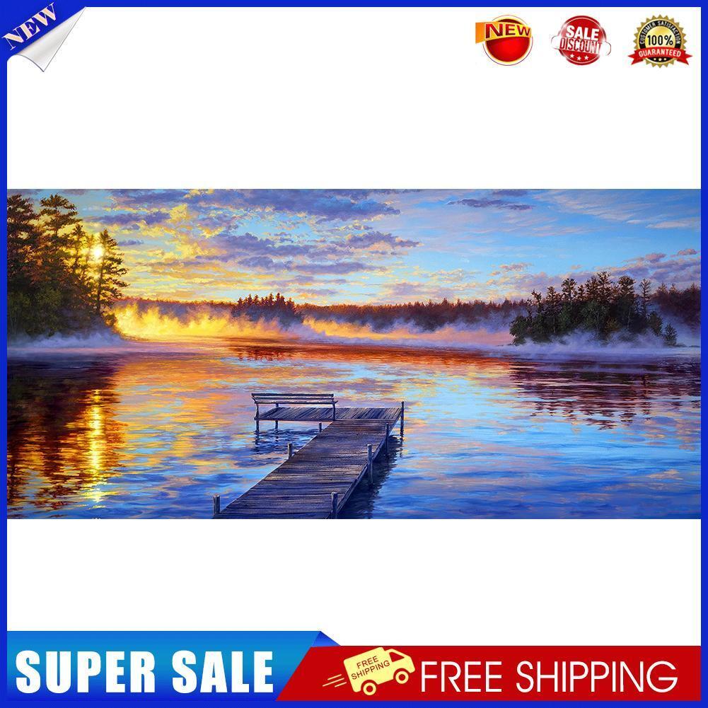 Sunset Lake 5D DIY Full Drill Round Diamond Painting Kit Landscape Pictures