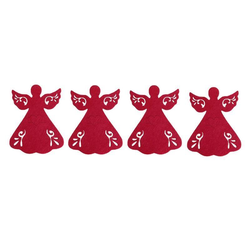 4 Pack Christmas Cutlery Bag Tableware Holder Pouch Decor for Home Dinner Table