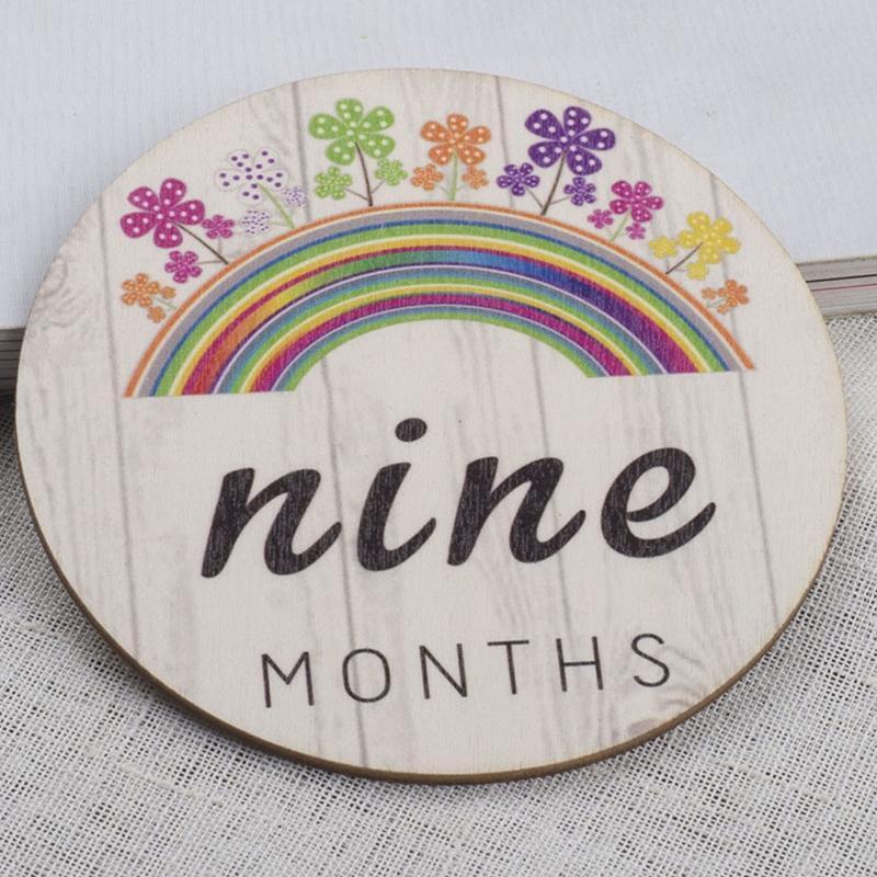Wooden Baby Milestone Cards 14pcs/set Colorful Painted Carved Card