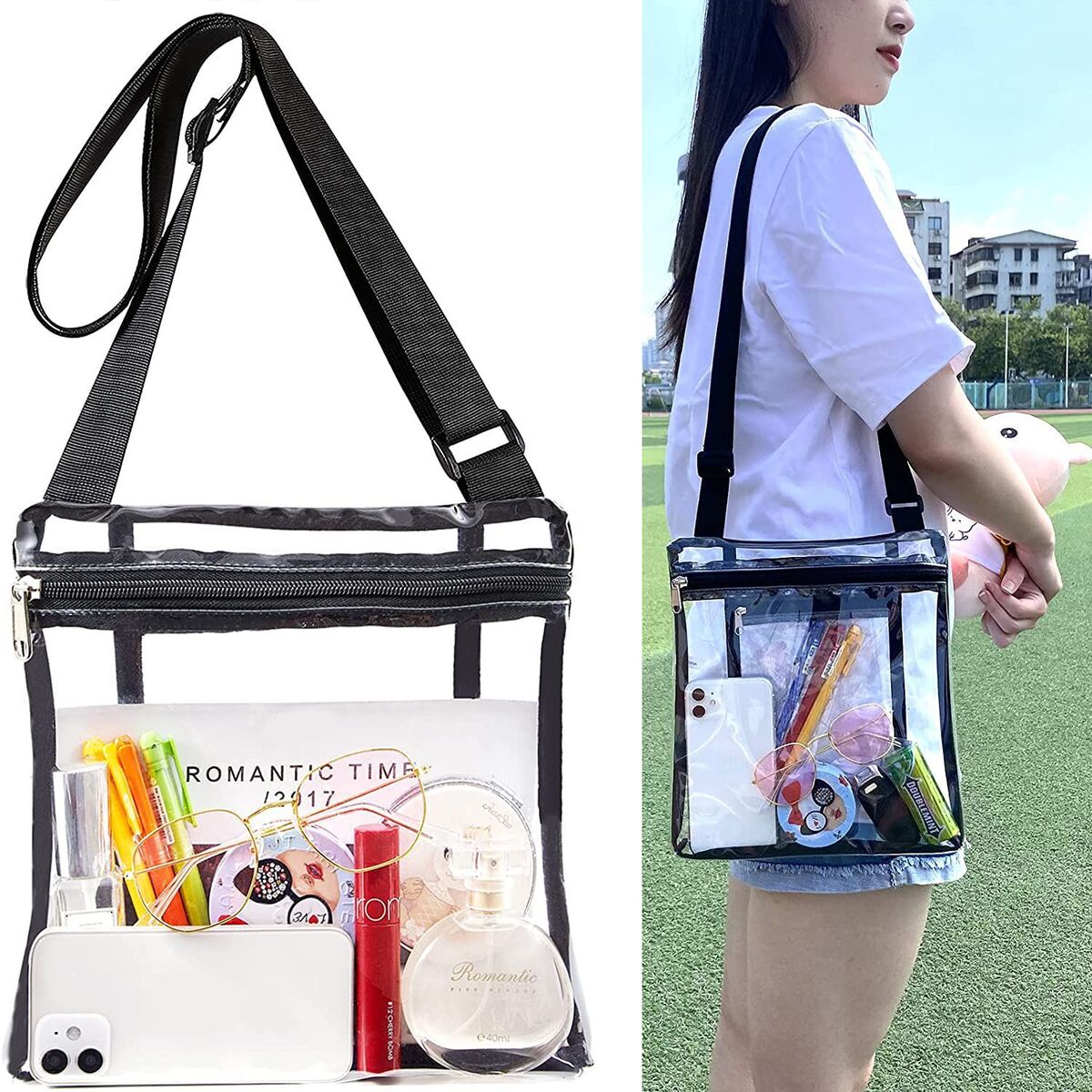 Strap Travel Crossbody Bag Transparent Tote Bag Stadium Approved Clear Bag