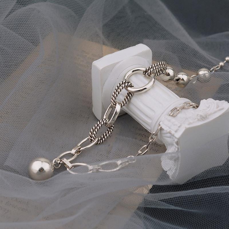 Round Bead Chain Stitching Simple Style Personality Pendant Necklace Jewelry