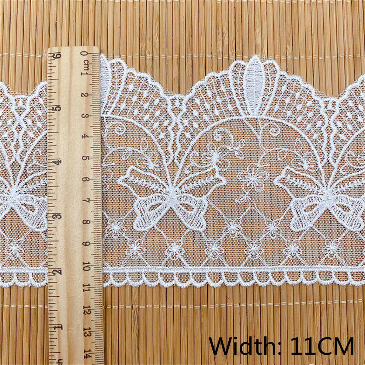 1Yd White Net Yarn Embroidered Lace Trim Ribbon Fabric DIY Sewing Clothing Craft