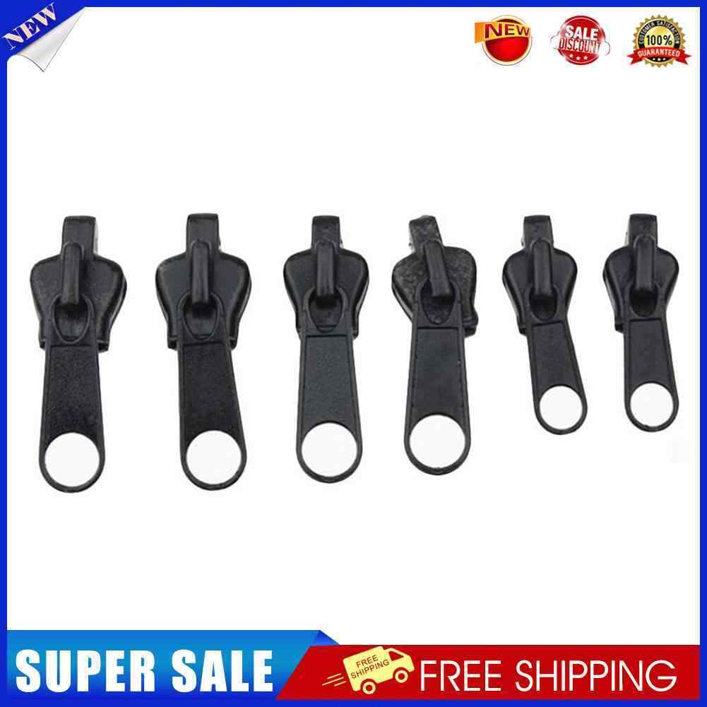 6pcs Zipper Slider for Tent Clothes Sleeping Bag Zip Replacement (Black)