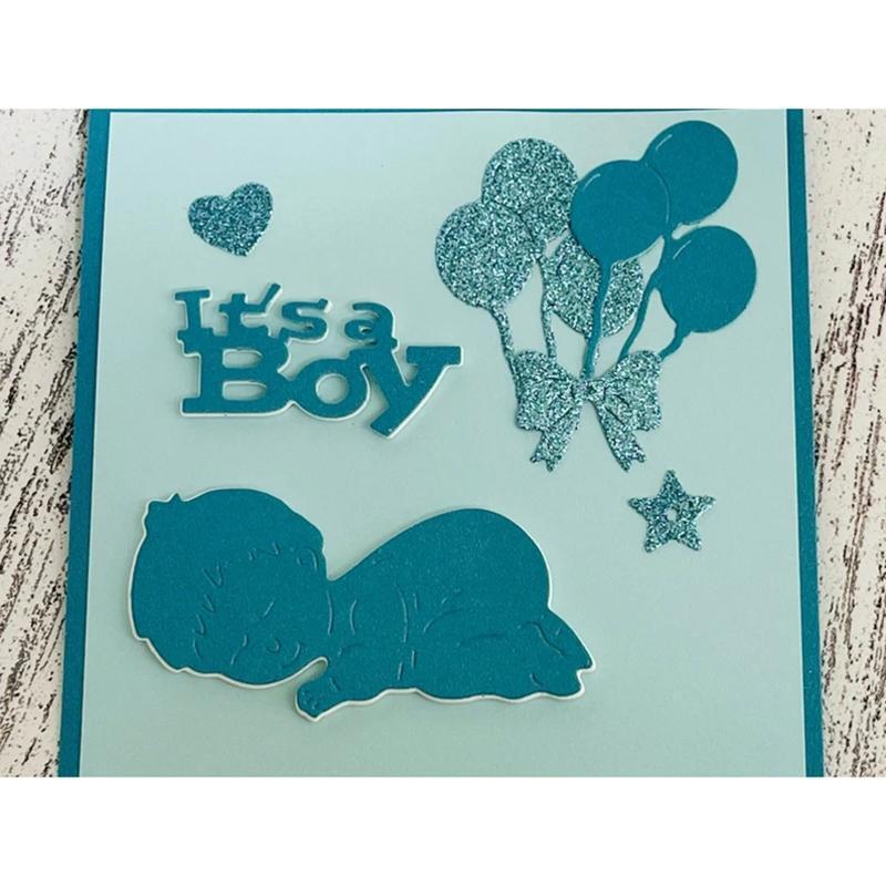 Cute Sleeping Baby Boy Metal Cutting Dies Stencil DIY Scrapbooking Card Template