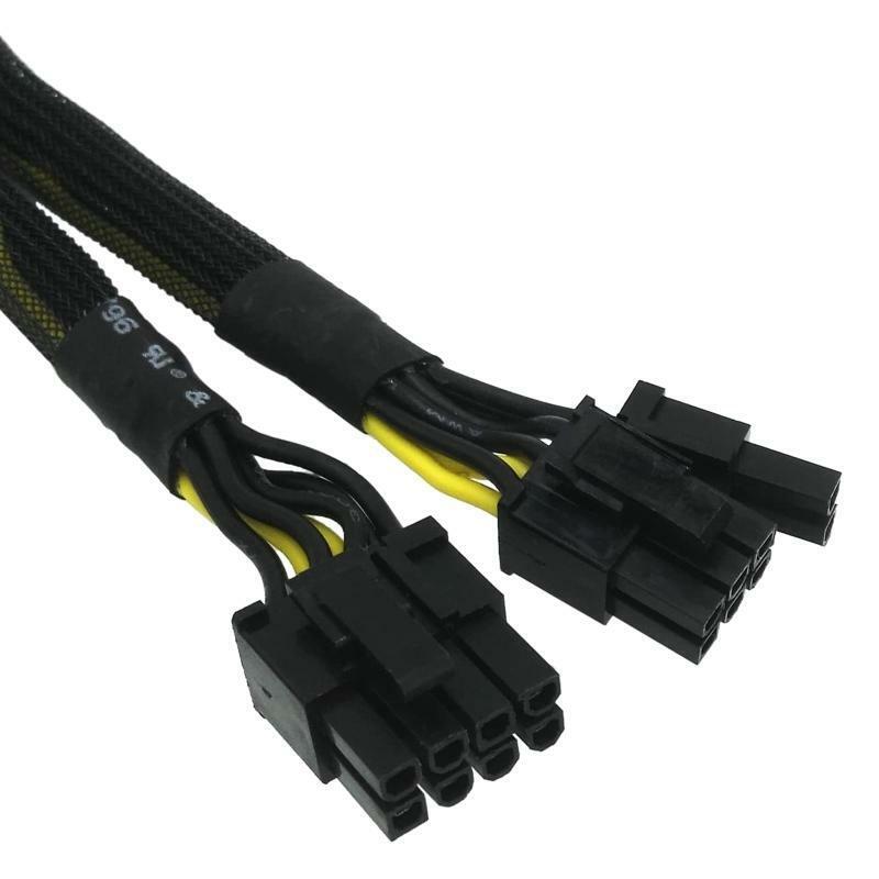 6 Pin to Dual PCIe 8 Pin Extension Cable for Mining Video Card Braided Sleeves