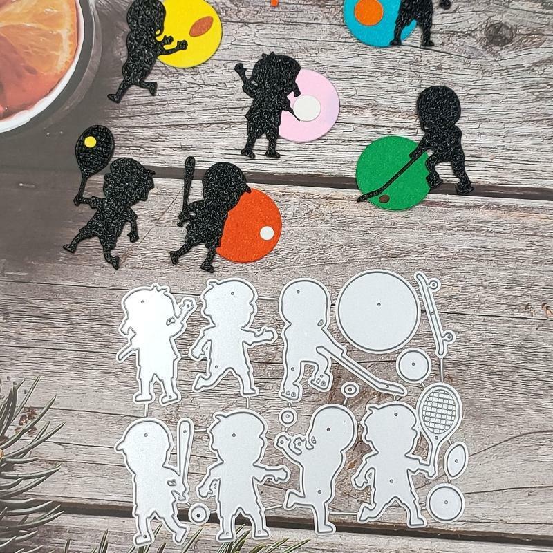 Children Playing Ball Metal Cutting Dies Stencil DIY Scrapbooking Album Template