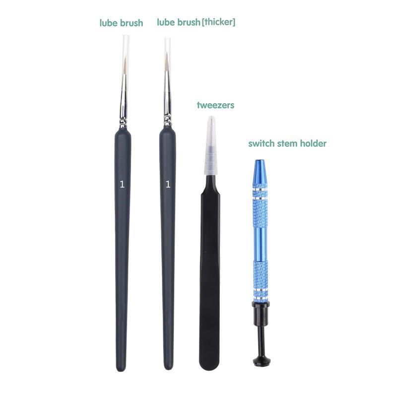 for MX Mechanical Keyboard Switch Stem Holder Tweezers Lube Brushes Grabber Set