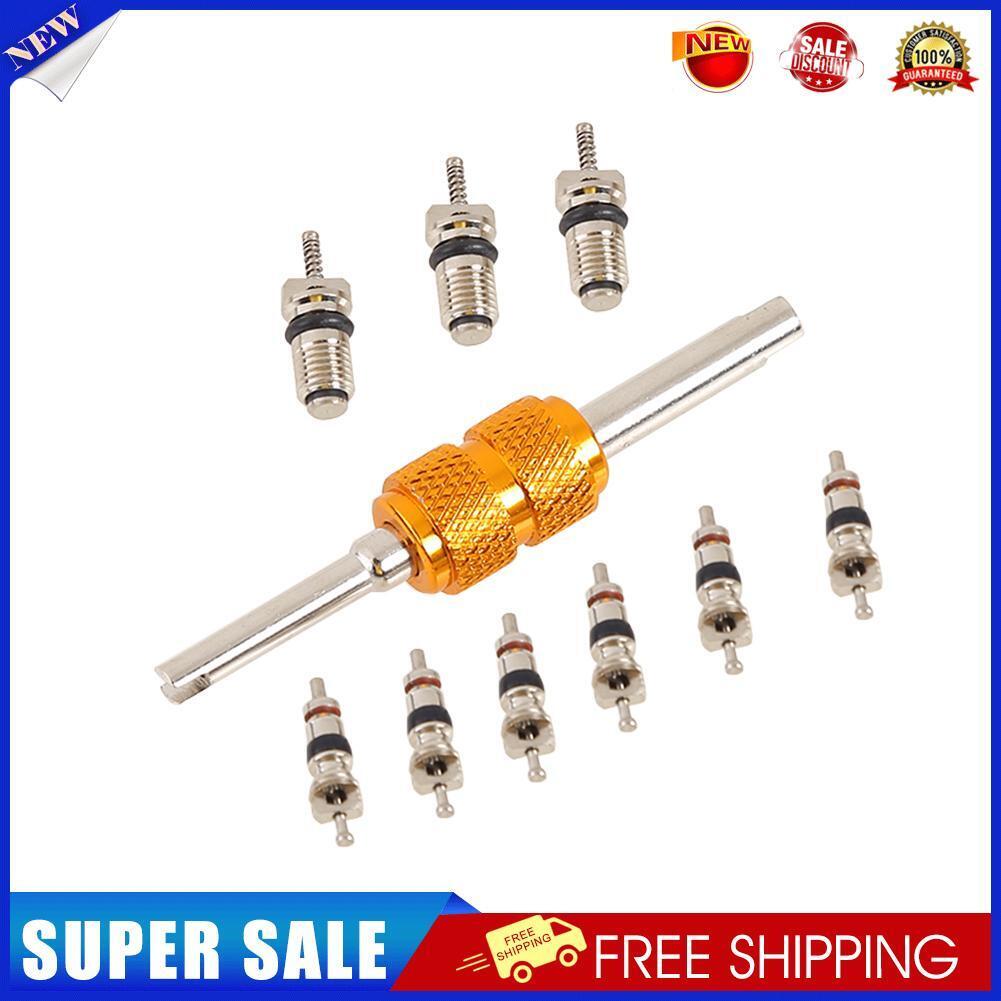 9pcs R134a Car A/C Air Conditioning Valve Cores with Remover Installer Tool