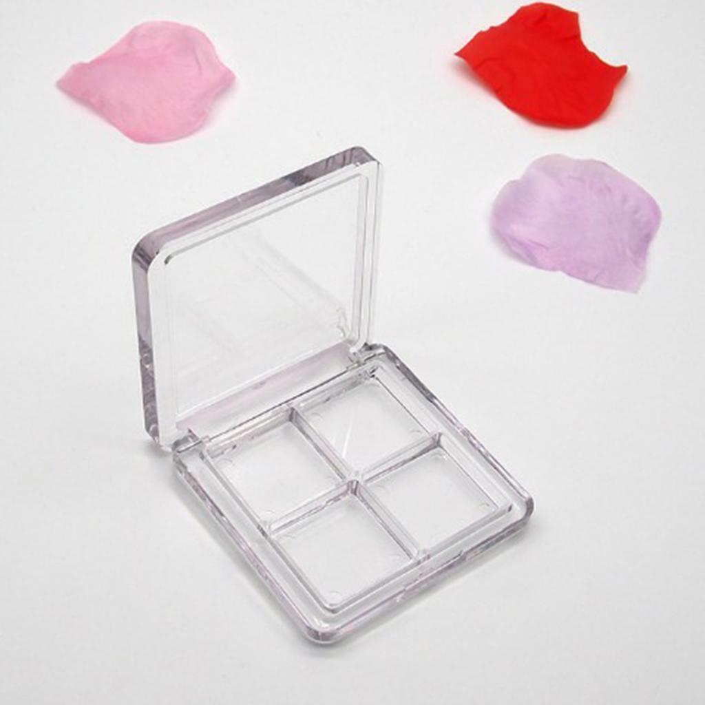 4 Compartments Plastic Portable Eyeshadow Case Travel Blush Lipstick Powder Tray