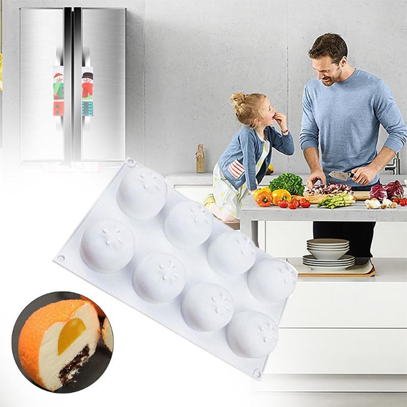8 Cavity Orange Shape Mousse Cake Baking Molds Non-stick Silicone Chocolate Tray