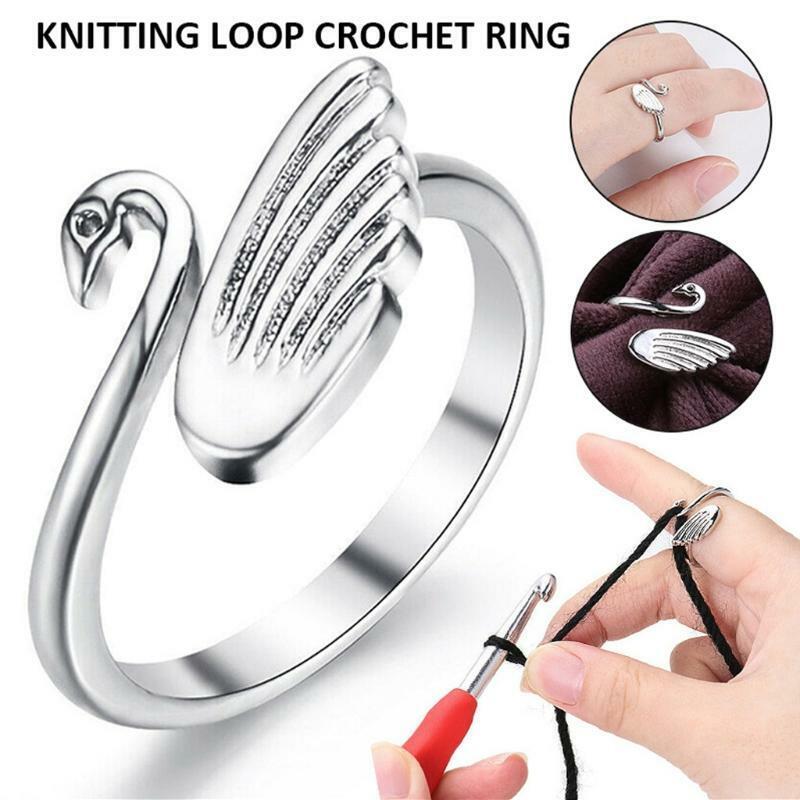 Swan Crochet Loop Ring Adjustable Braided Ring Open Finger Ring Knitting Jewelry