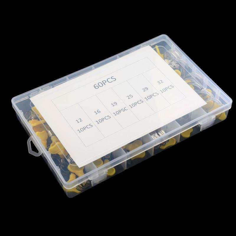 60 Pieces Worm Gear Hose Clamp Adjustable Key-Type Hose Clamp Rust-proof