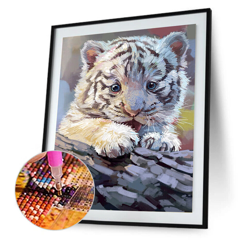 5D DIY Diamond Painting Baby Tiger Cross Stitch Embroidery Craft Mosaic Kit