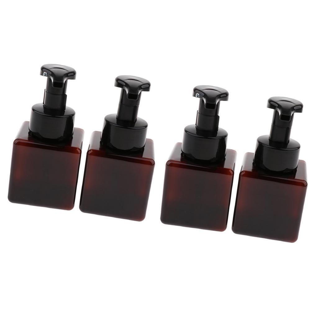 4x Plastic Soap Dispenser Foam Pump Bottles Shampoo Container Home Brown