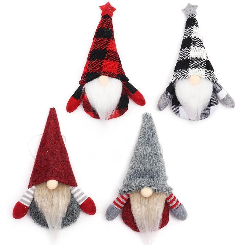 Christmas Plaid Plush Hat Hanging Gnome 1Set Pendant Bedroom Living Room Decor