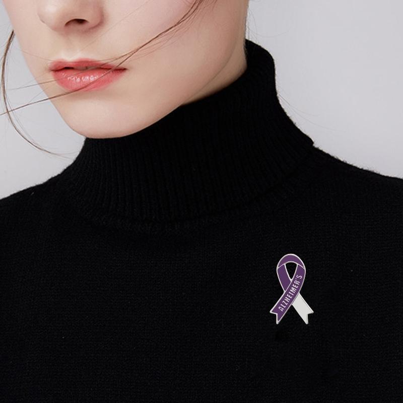 10 PCS Purple Ribbon Brooch Alzheimer Badge Alzheimer Awareness Pins Brooch Pin