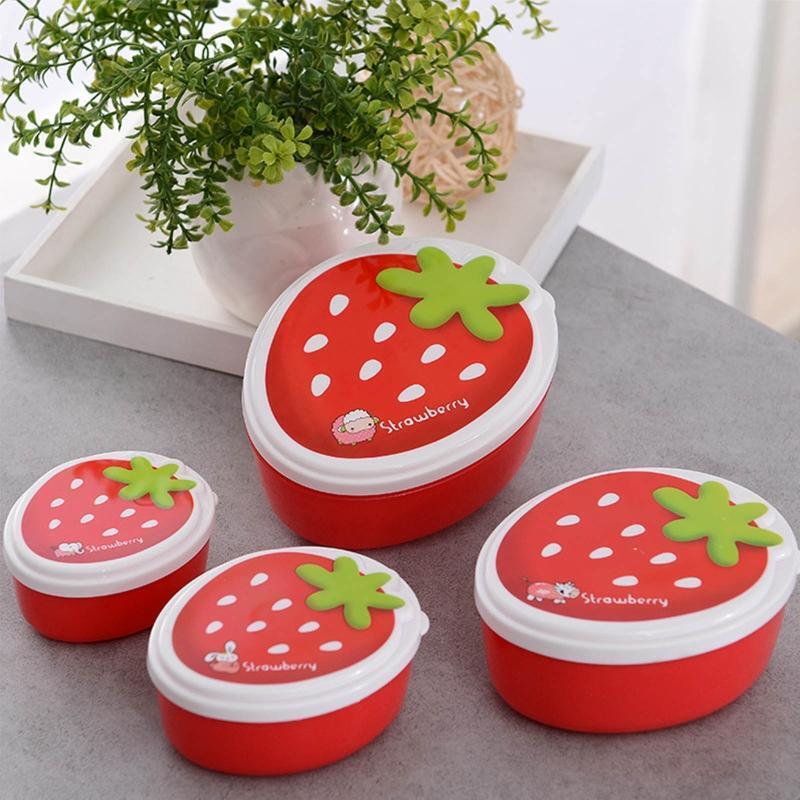4 Pcs Cute Lunch Box Set Bento Box Food Storage Container Not Easy to Leak