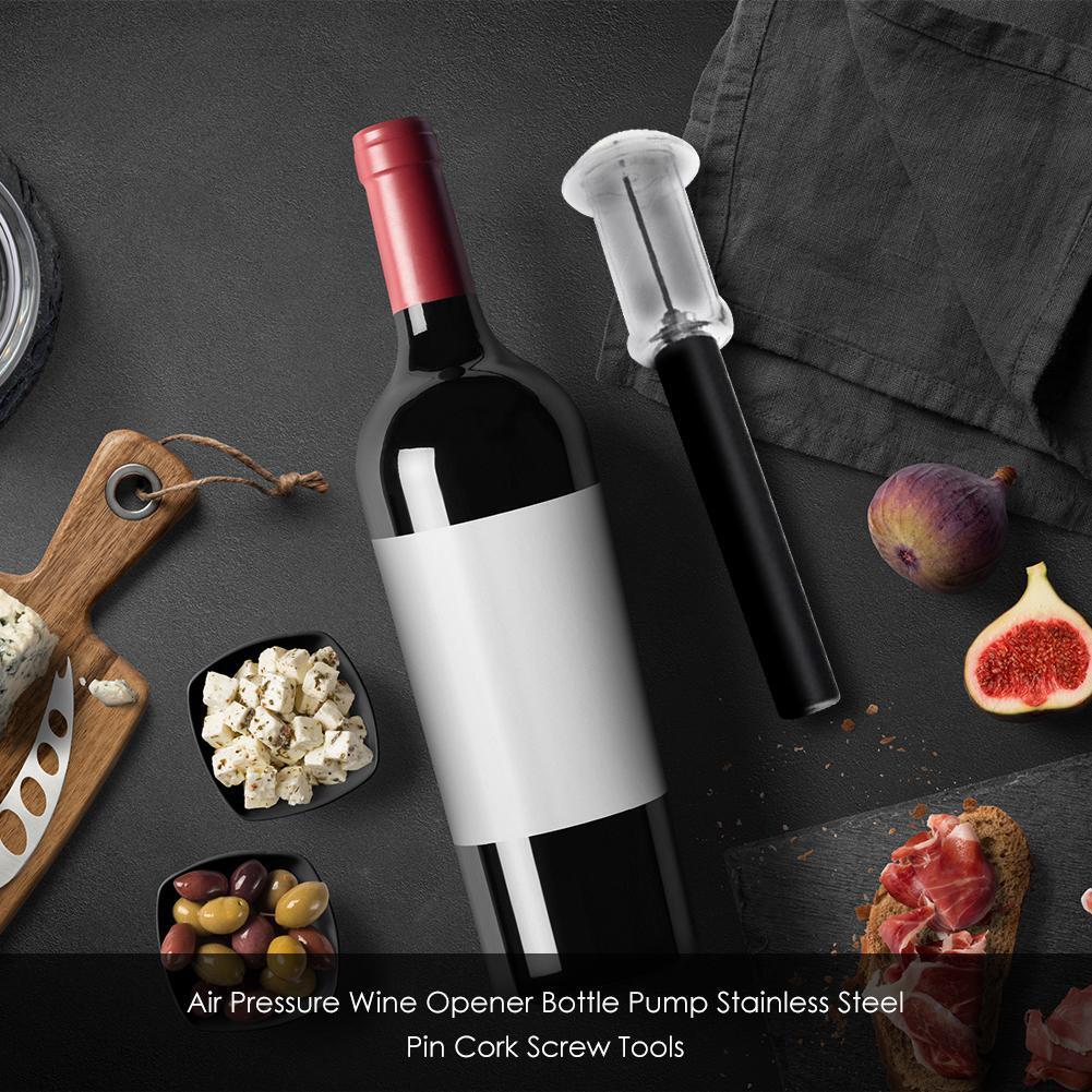 Air Pressure Wine Opener Bottle Pump Stainless Steel Pin Cork Screw Tools