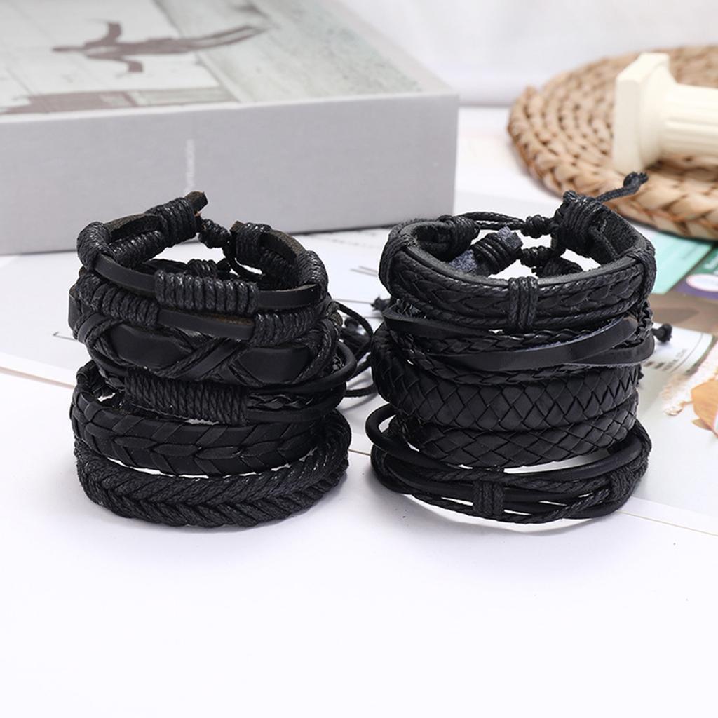 10 Pieces Braided Leather Bracelet Gift Punk Rock for  Friendship