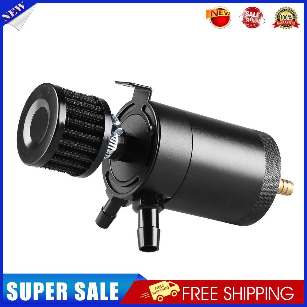 Baffled Reservoir Oil Catch Can Kit 2-Port Oil Tank with Drain Valve Filter