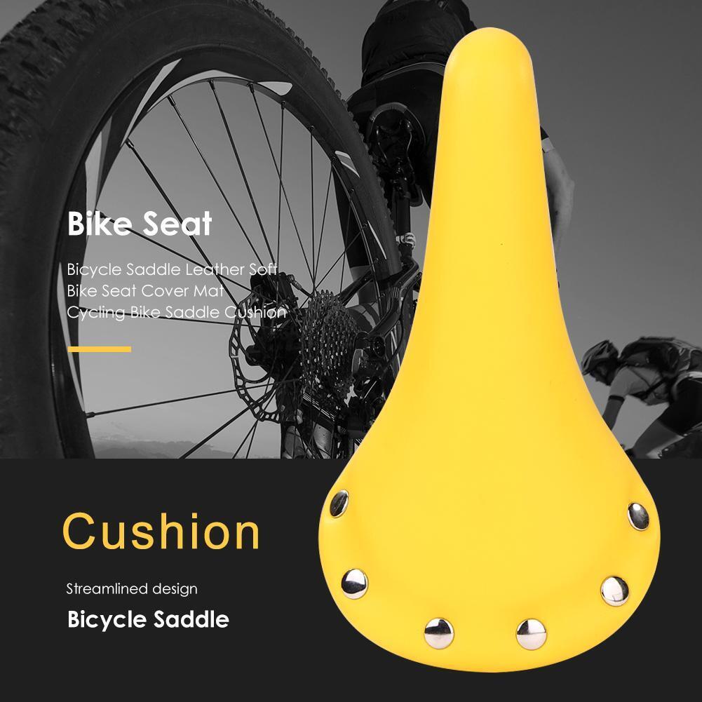 Bicycle Saddle Leather Soft Bike Seat Cover Mat MTB Bike Cushion (Yellow)