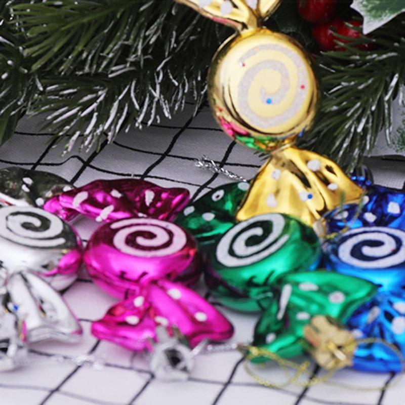 6 Pcs/box Electroplate Painted Candy Prop Xmas Tree Pendant Decoration for Party