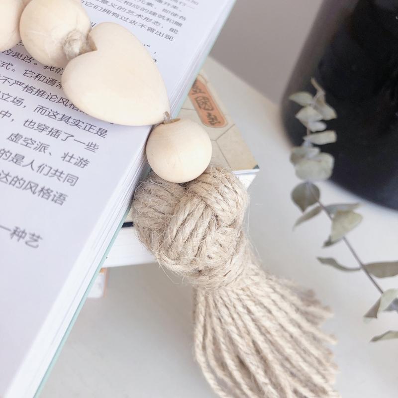 Wood Bead Garland with Tassels Farmhouse Home Decoration Wood Bead Room Decor